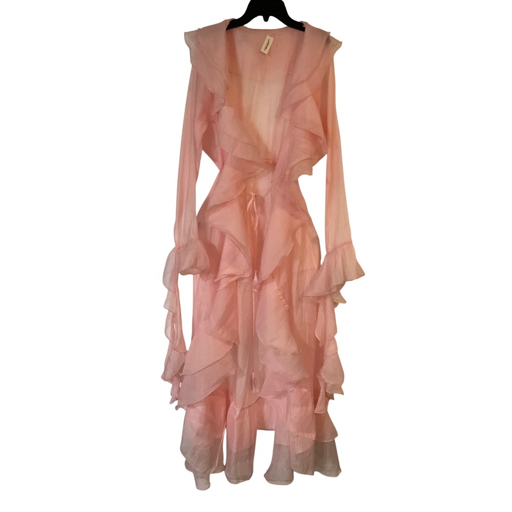 Rogue Season Pink Ruffle Sheer Maxi Dress Long Sleeve Boho Australian Design S/M